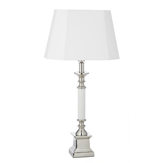 Elegancka lampa stołowa Marala biała z abażurem